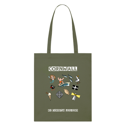 Cornwall Memories Tote Bag - khaki